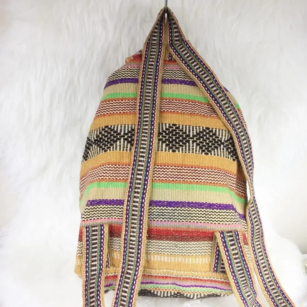 Vintage | Tribal Aztec Woven Bucket Bag Backpack